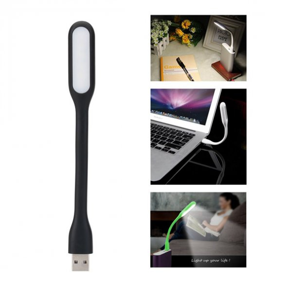 Laptop Usb Led Lamba Kitap Okuma Powerbank Çalışma Lambası Siyah