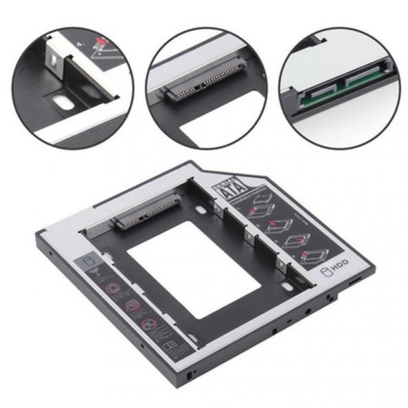 Dvd Yuvasına Ssd Hdd Bağlama Ssd Caddy 12.7 Mm Kızak 2 Hdd Bağla - 3
