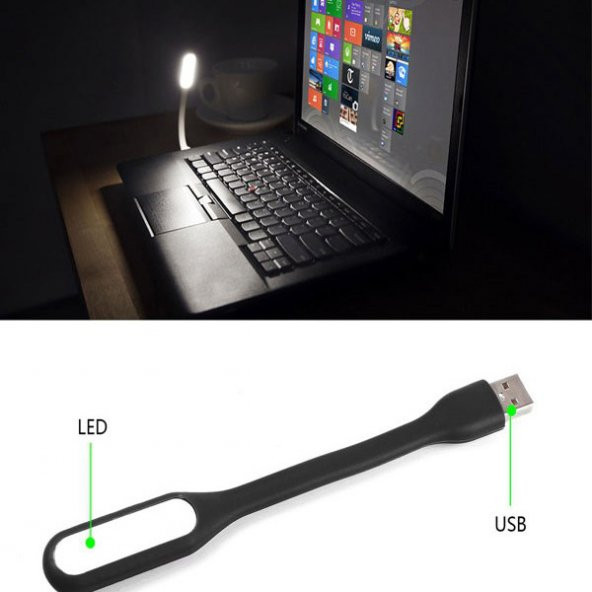 Laptop Usb Led Lamba Kitap Okuma Powerbank Çalışma Lambası Siyah - 2