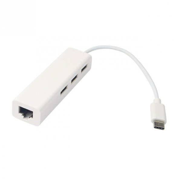 Usb 3.1 Type C 10/100Mbit Ethernet Adaptörü 3 Port Usb 2.0 Hub - Resim 3
