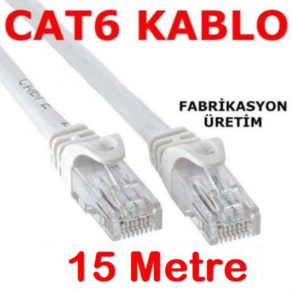 Cat6 Kablo Ethernet Adsl Lan Patch Kablo Fabrikasyon Uç 15 Metre