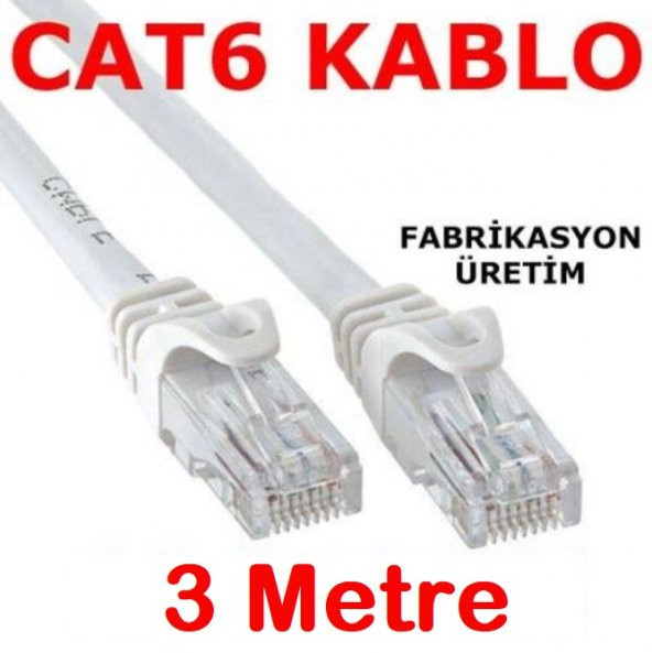 Cat6 Kablo Ethernet Adsl Lan Patch Kablo Fabrikasyon Uçlu 3 Metre ürün görseli 1