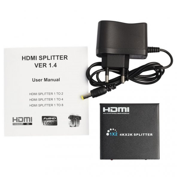 Turbosepet 2 Port Hdmi Splitter Hdmi Çoklayici Çoğaltici Adaptörlü - Resim 2
