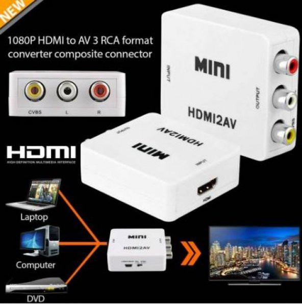 Hdmi To Rca Tos Av Scart Çevirici Gerçek 1080P Hdmı Çıkıştan Tvye ürün görseli