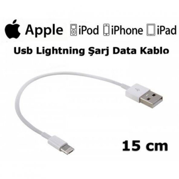 Iphone 5 6 7 Usb Şarj Data Kablo 15Cm Powerbank Uyumlu Kısa Kablo (259907435) ürün görseli 1