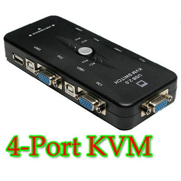 Usb Vga Kvm Switch 4 Port 4 Pc Kasa Bağlanabilir Tek Kontrol