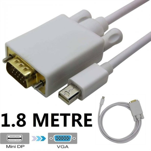 Macbook Pro Air Mini Displayport To Vga Çevirici Kablo 1.8M