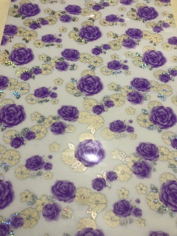 MASA ÖRTÜSÜ ŞEFFAF DESENLİ MOR ÇİÇEKLİ 1.7mm KALIN PVC KAYMAZ 80 CM X 120 CM - 2
