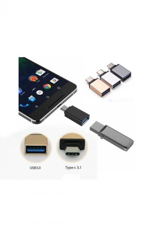 Type C Otg Çevirici Type-c To Usb 3.0 Dönüştürücü - Gold - 3
