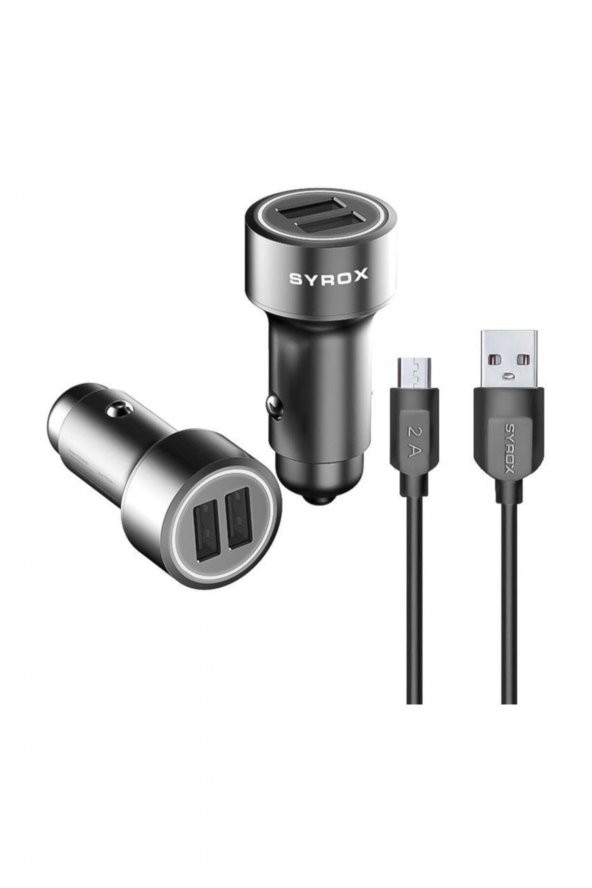 Metal Başlık + Micro Usb Hızlı Araç Şarj Aleti 3.5a Syx-cr10