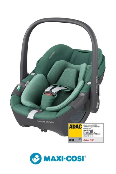 Maxi-Cosi Pebble ADAC'lı 360 Dönebilen 0-13 kg Ana Kucağ Bebek Oto Koltuğu Essential Green - 1