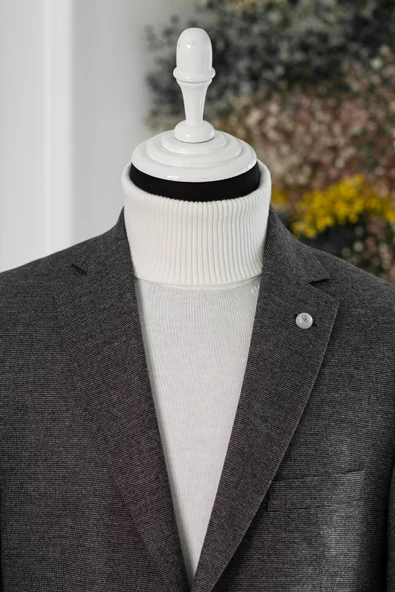 APARTRO KLASİK KESİM ÇİFT YIRTMAÇ 4 DROP BİTİK KARELİ KIŞLIK ERKEK TEK CEKET - 3