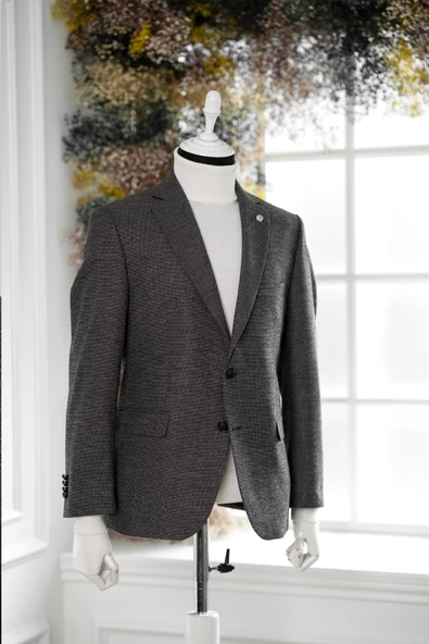 APARTRO KLASİK KESİM ÇİFT YIRTMAÇ 4 DROP BİTİK KARELİ KIŞLIK ERKEK TEK CEKET - 2