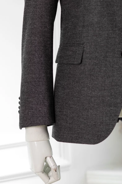 APARTRO KLASİK KESİM ÇİFT YIRTMAÇ 4 DROP BİTİK KARELİ KIŞLIK ERKEK TEK CEKET - 4