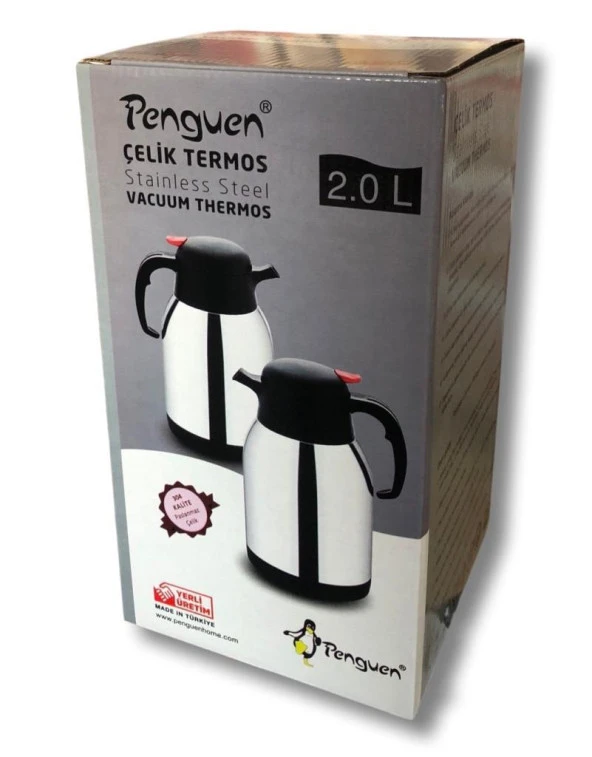 Penguen 2 Litre Çift Kat Çelik Çay Termosu 1200P Yeni Model - Resim 2
