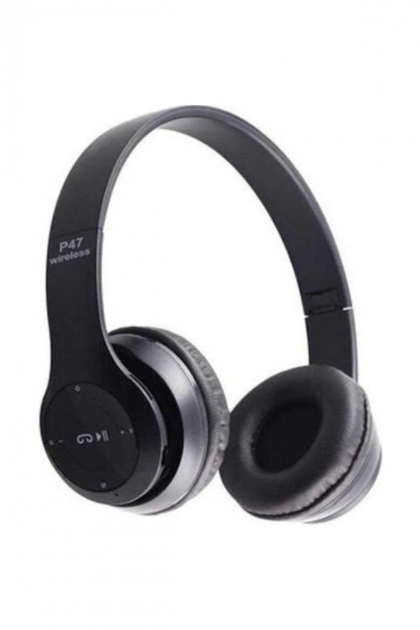 P47 Wireless Kablosuz Bluetooth Kulaklık Mp3 Güçlü Bass Fm Radyo - Sıyah