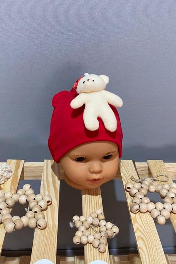 Ayıcıklı Kız Bebek Penye Bere 0-12 Ay - 3
