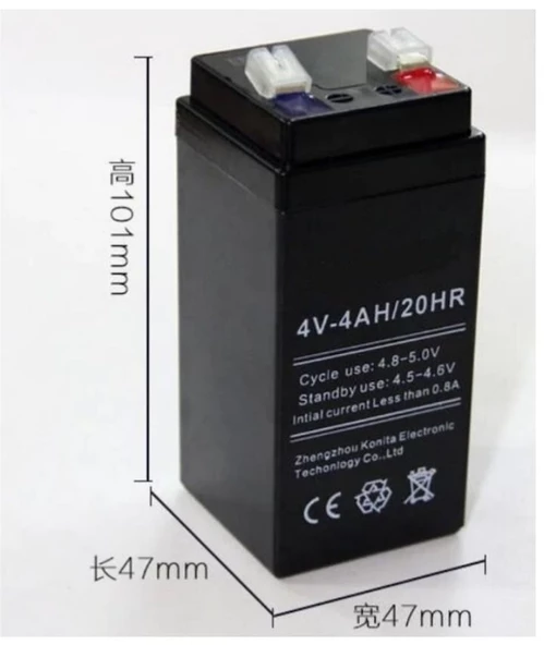 4V 4AH Akü Fener Aküsü Işıldak Aküsü 4V 4AH Bakımsız Kuru Dik Akü Kare 4 Volt 4 Amper Akü 4Volt Akü - 3