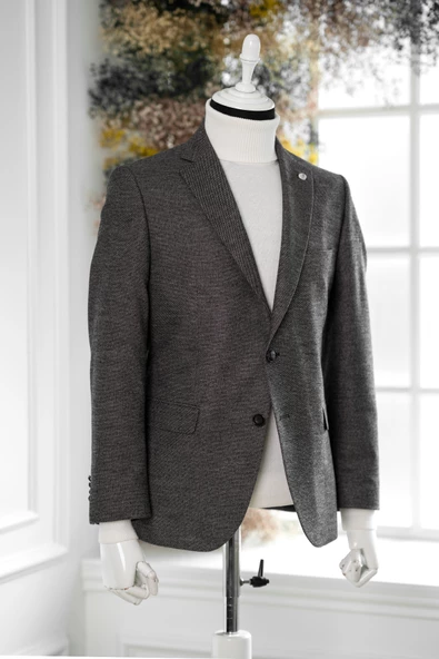 APARTRO KLASİK KESİM ÇİFT YIRTMAÇ 4 DROP KUŞ GÖZÜ KIŞLIK ERKEK TEK CEKET - 2