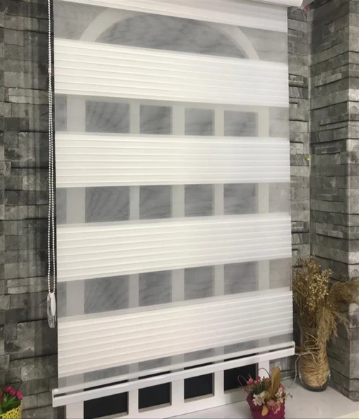 StorBurada Pliseli Stor Zebra Perde Ekru STB481-D Ekru 100 x 200