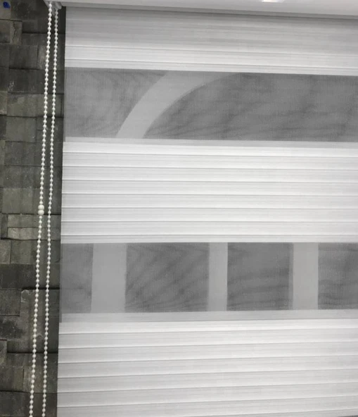 StorBurada Beyaz Geniş Plise Zebra Stor Güneşlik Perde STB480-D Beyaz 140 x 200 - 6