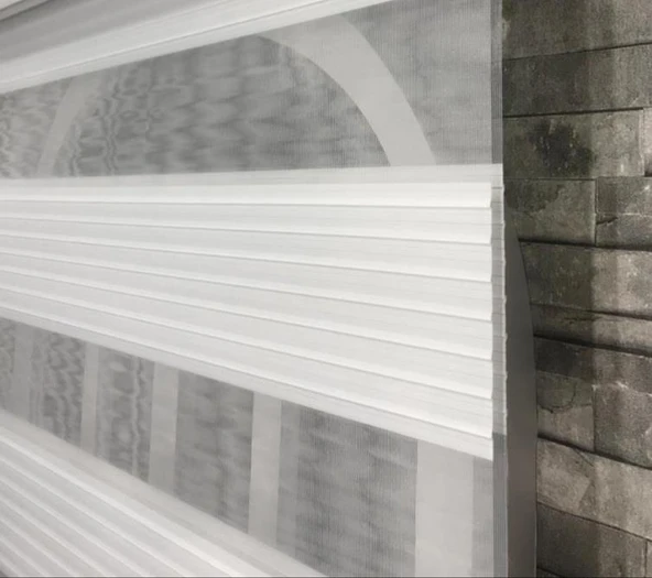 StorBurada Beyaz Geniş Plise Zebra Stor Güneşlik Perde STB480-D  Beyaz 70 x 200 ürün görseli