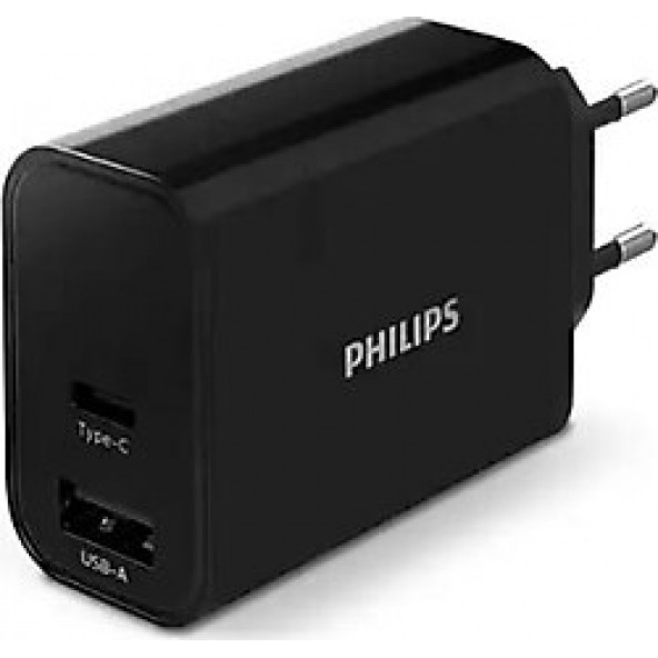 PHILIPS DLP4326C 38W SÜPER HIZLI USB-A TYPE-C ÇİFT ÇIKIŞLI ŞARJ BAŞLIĞI SİYAH