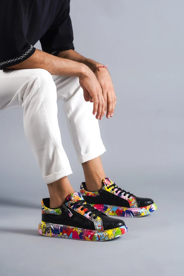 KB02 Crocodile  Siyah - Kırmızı Erkek Ayakkabı ürün görseli 1