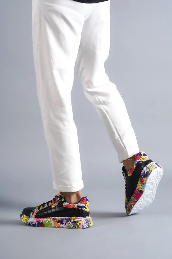 KB02 Crocodile  Siyah - Kırmızı Erkek Ayakkabı - Resim 2