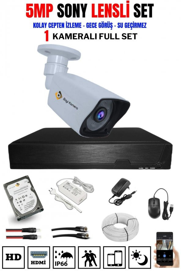 Bycam 1 KAMERALI FULL HD 1080P KAMERA SETİ 250GB Harddisk