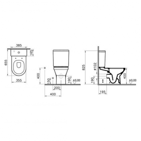 VitrA S50 Rimex Duvara Sıfır Klozet+ Rezervuar 5746L-5422L - 3