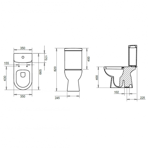 Turavit Alize Alttan Çıkışlı Klozet ve Rezervuar - Resim 3