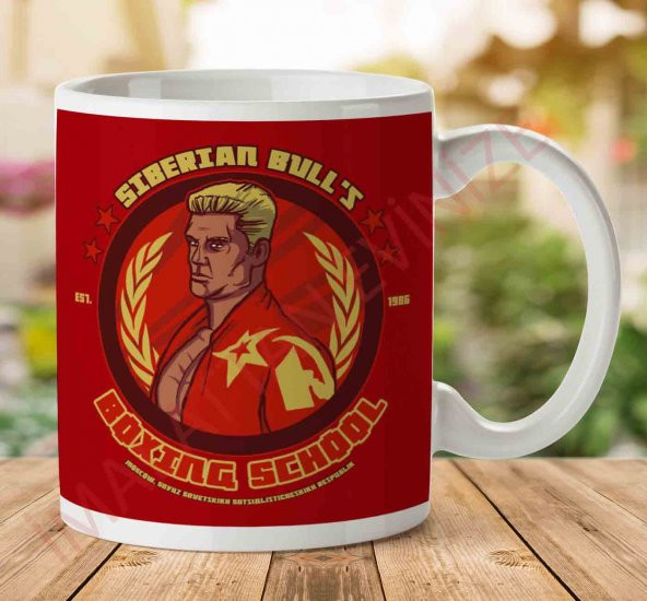 Siberian Bulls Boxing School Ivan Drago Rocky IV İki Tarafı Baskılı Kupa Bardak - 1