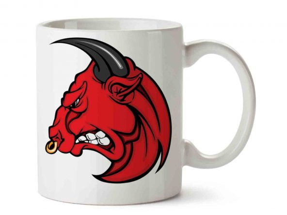 Angry Bull Head Bing İki Tarafı Baskılı Kupa Bardak