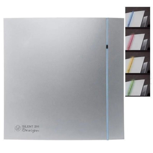 Silent 200 Chz Silver Design Timer Sessiz Nem Sensör Gümüş Dekoratif Havalandırma Fanı 175 m3/h Soler Palau AGMair Agm