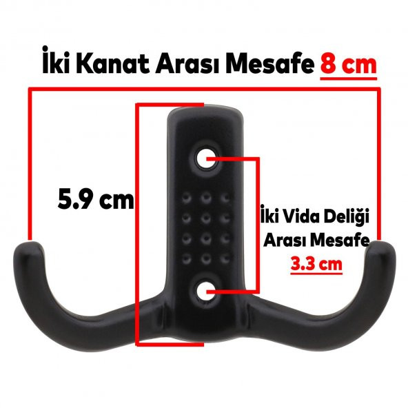 Askı Noktalı Elbise Vestiyer Duvar Askısı Dolap Elbise Askılığı Mat Siyah Metal Askı - 3