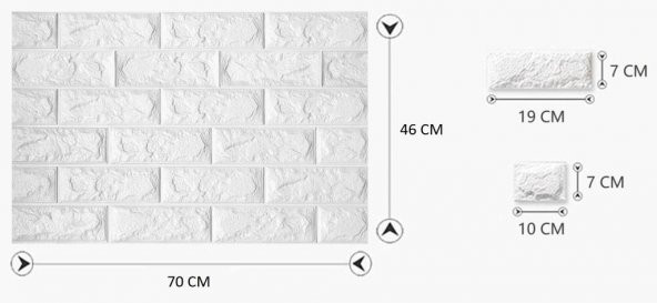 Renkli Duvarlar 70x54 cm Kendinden Yapışkanlı Esnek Köpük Duvar Kağıdı Paneli 3d Boyutlu Tuğla Desen - 2