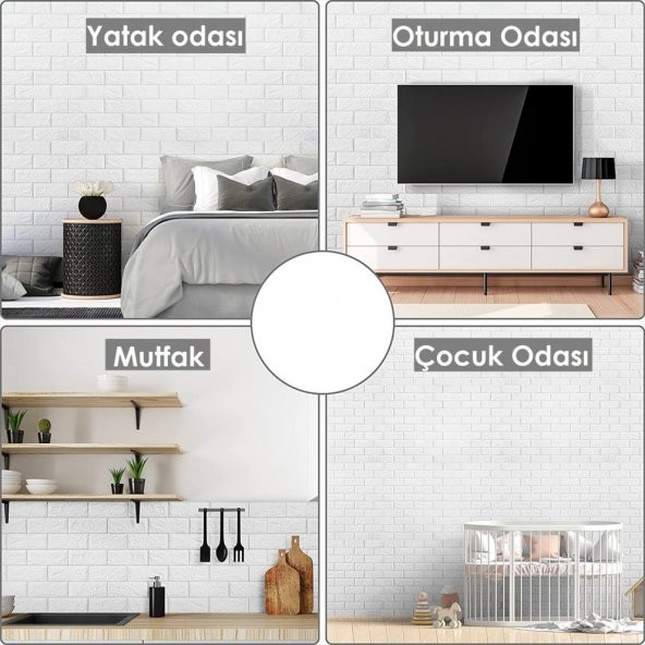 Renkli Duvarlar 70x54 cm Kendinden Yapışkanlı Esnek Köpük Duvar Kağıdı Paneli 3d Boyutlu Tuğla Desen - 3