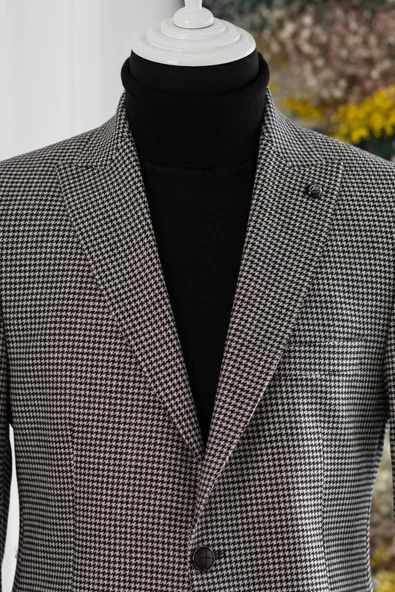 APARTRO KLASİK KESİM KAZAYAĞI ÇİFT YIRTMAÇ 6 DROP KIŞLIK ERKEK TEK CEKET - 2