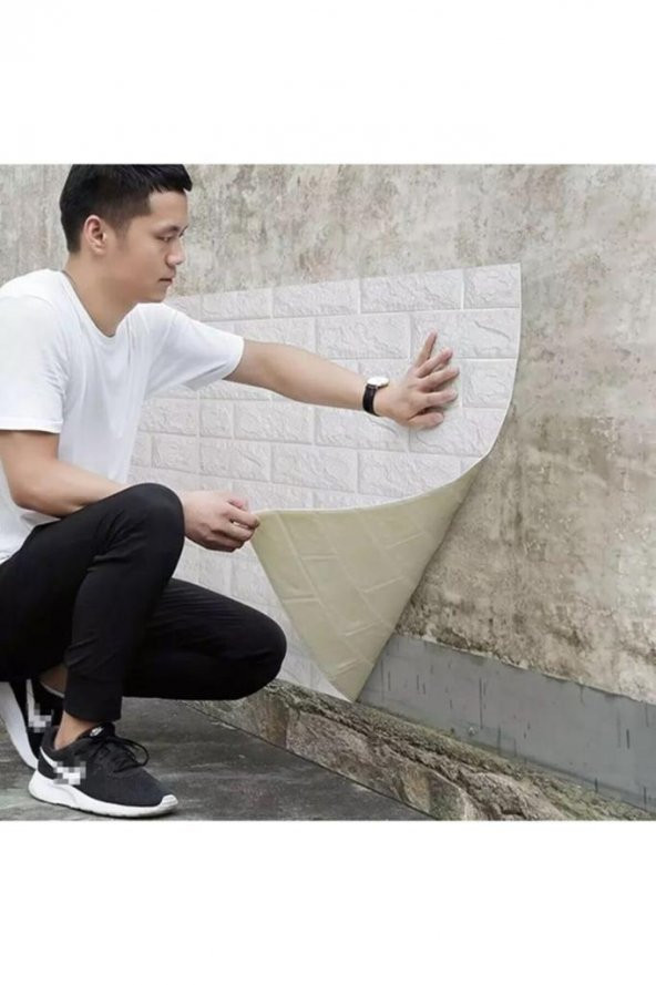 Renkli Duvarlar 70x77cm(0,53m2) Kendinden Yapışkanlı Esnek Sünger Beyaz Tuğla Duvar Kağıdı Paneli