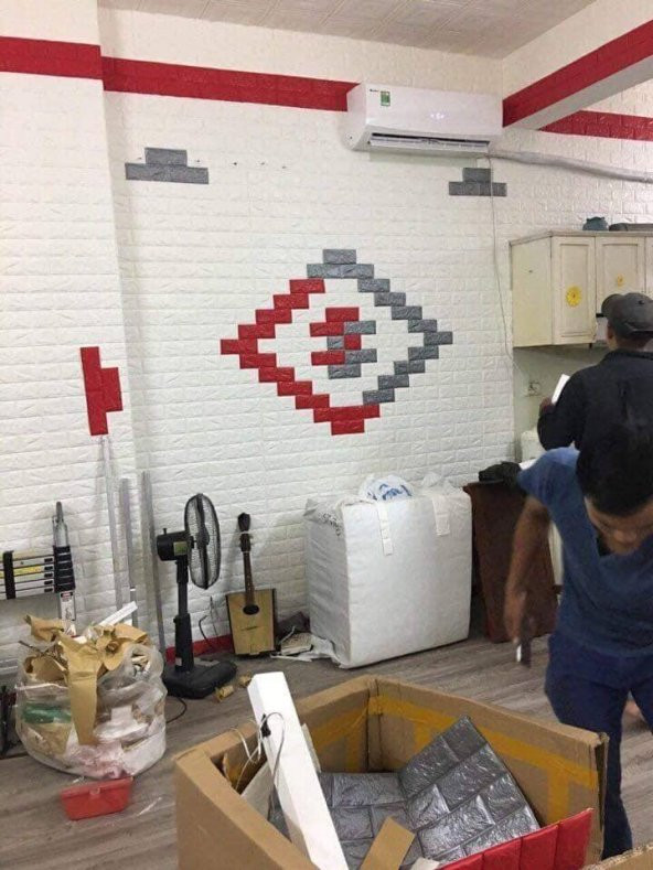 Renkli Duvarlar 70x77cm(0,53m2) Kendinden Yapışkanlı Esnek Sünger Beyaz Tuğla Duvar Kağıdı Paneli - 5