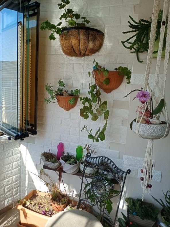 Renkli Duvarlar 70x77cm(0,53m2) Kendinden Yapışkanlı Esnek Sünger Beyaz Tuğla Duvar Kağıdı Paneli - 8