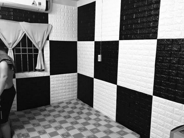 Renkli Duvarlar 70x77cm(0,53m2) Kendinden Yapışkanlı Esnek Sünger Beyaz Tuğla Duvar Kağıdı Paneli - 6