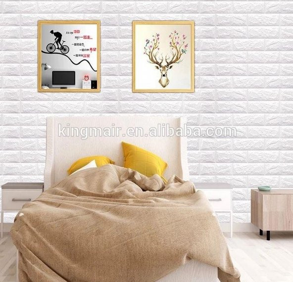 Renkli Duvarlar 70x77cm(0,53m2) Kendinden Yapışkanlı Esnek Sünger Beyaz Tuğla Duvar Kağıdı Paneli - 7