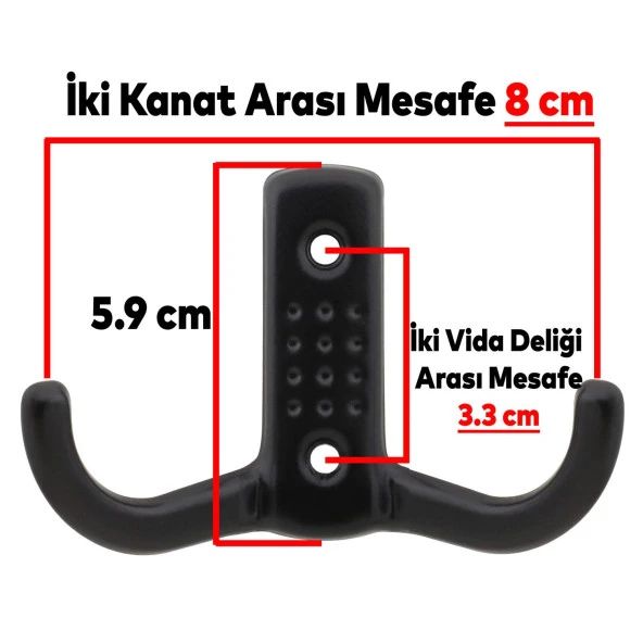 Askı Noktalı Elbise Vestiyer Duvar Askısı Dolap Elbise Askılığı Mat Siyah Metal Askı (10 ADET) - 3