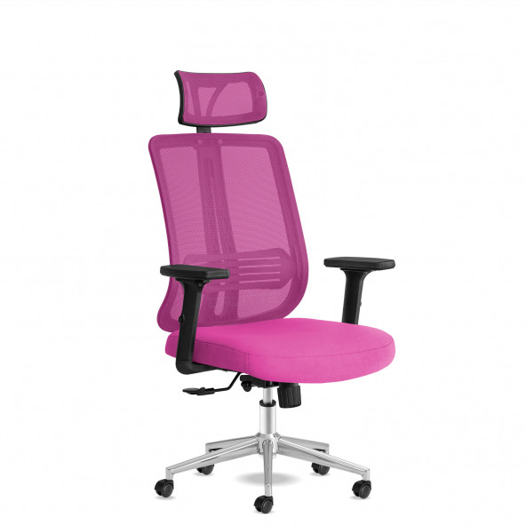 Calitte Yönetici Çalışma Koltuğu - Spark Başlıklı - Pembe Krom
