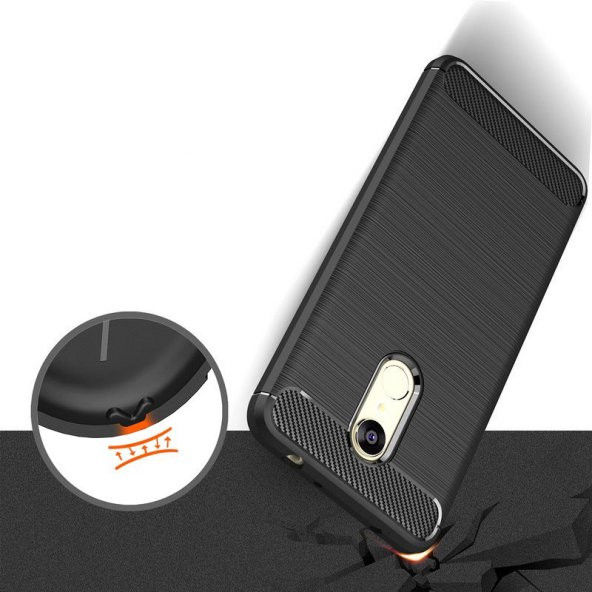 Xiaomi Redmi 5 PLUS Kılıf Antişok Karbon Silikon Kapak Kılıf + Cam - 3
