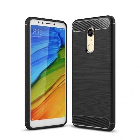 Xiaomi Redmi 5 PLUS Kılıf Antişok Karbon Silikon Kapak Kılıf + Cam - 9