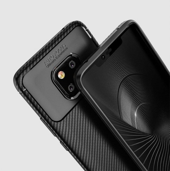 Huawei Mate 20 Pro Kılıf Antişok Karbon Silikon + Tam Kapatan Esnek Ekran Koruma - 4