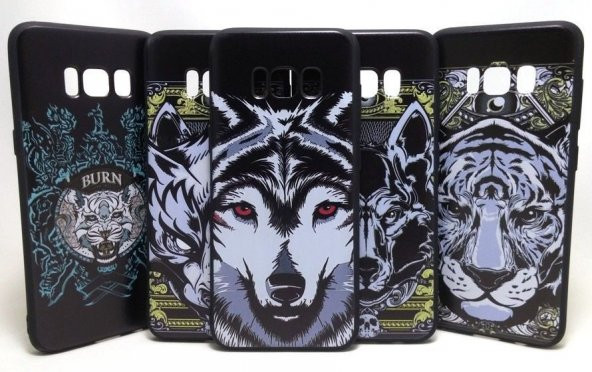 Samsung Galaxy S8 Kılıf Desenli Premium Silikon Kılıf Wolf Case